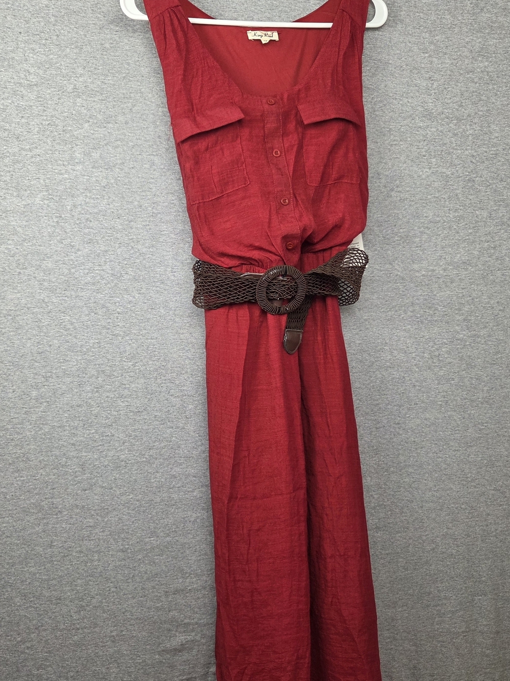 Vintage Women's 1X Kings Road Long Red Dress With Belt